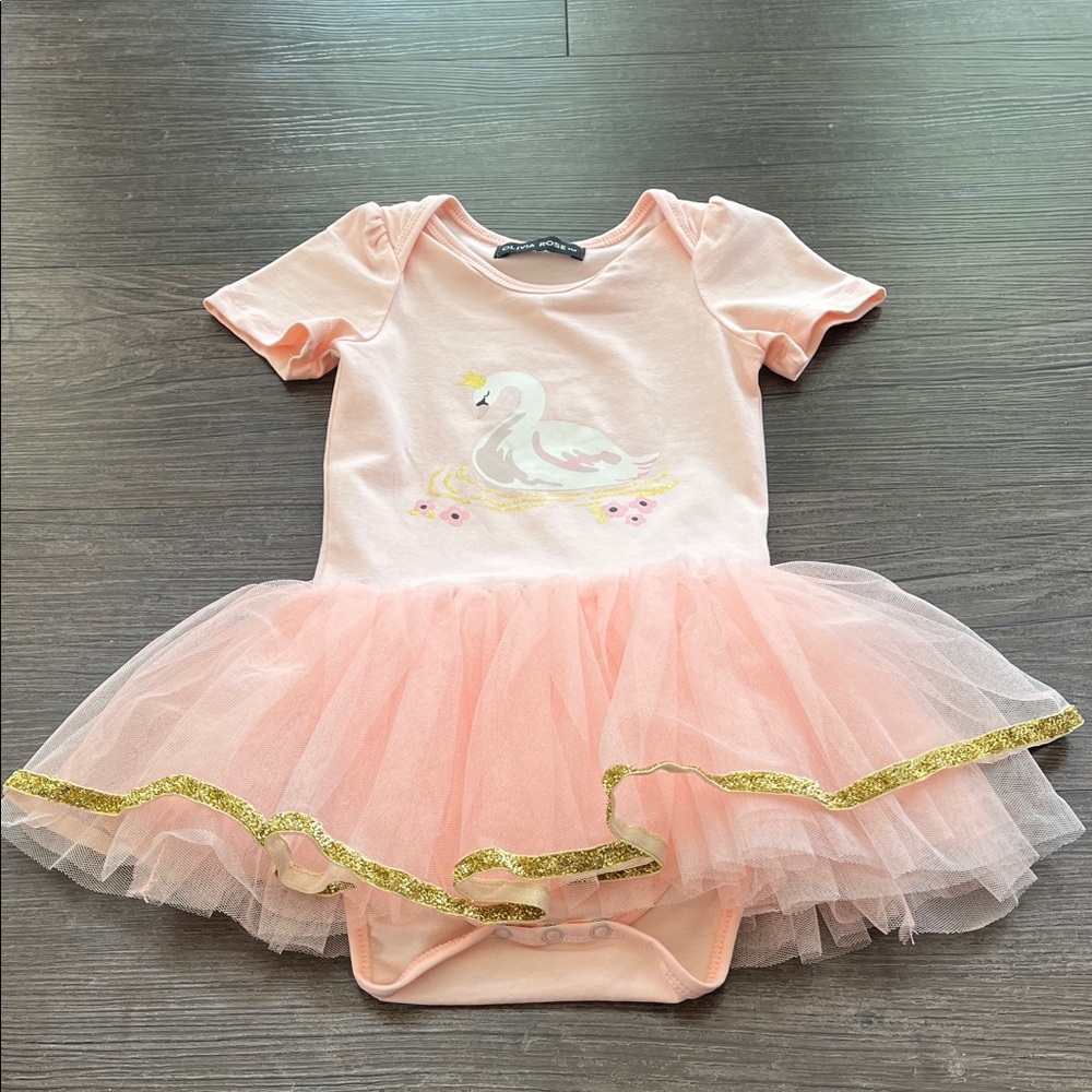 NWOT Olivia Rose Pink Swan Tutu Onesie Size 18-24 Month